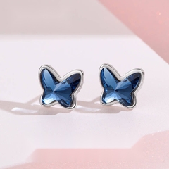 Khuyên tai bạc ý 925 pha lê Swarovski - Blue butterfly