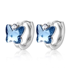 Khuyên tai bạc ý 925 pha lê Swarovski Blue butterfly CECY 2511