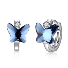 Khuyên tai bạc ý 925 pha lê Swarovski Blue butterfly CECY 2511