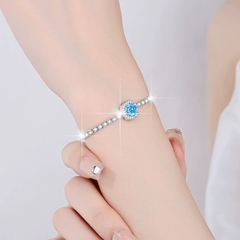 Lắc tay bạc ý 925 kim cương Moissanite tinh xảo nhiều màu sắc 0092