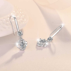 Khuyên tai bạc ý 925 kim cương MOISSANITE chứng nhận GRA Apricot flowers 090