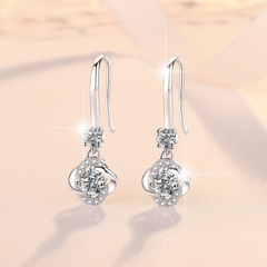 Khuyên tai bạc ý 925 kim cương MOISSANITE chứng nhận GRA Apricot flowers 090