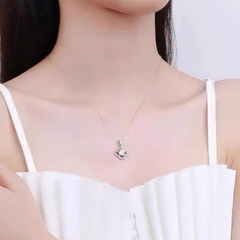 Dây chuyền Bạc ý 925 mạ vàng 18k kim cương Moissanite 12051-Four-leaf clover