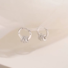 Khuyên tai bạc ý 925 pha lê Swarovski khuyên tai bấm tròn cá tính  CECY KTSW190