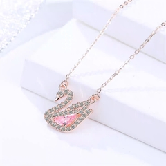 Dây chuyền bạc ý 925 pha lê Swarovski mạ vàng hồng - CECY13061