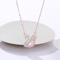 Dây chuyền bạc ý 925 pha lê Swarovski mạ vàng hồng - CECY13061