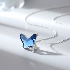 Dây chuyền bạc ý 925 pha lê Swarovski Blue butterfly CECY 1406