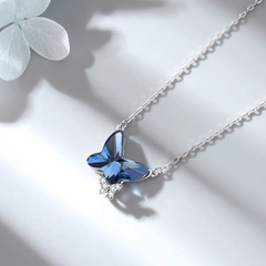 Dây chuyền bạc ý 925 pha lê Swarovski Blue butterfly CECY 1406