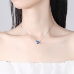 Dây chuyền bạc ý 925 pha lê Swarovski Blue butterfly CECY 1406