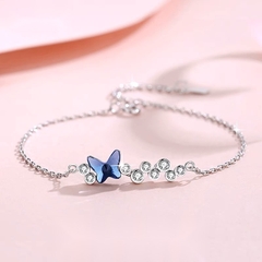 Lắc tay bạc ý 925 pha lê Swarovski Blue butterfly CECY 1806