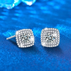 Khuyên tai kim cương MOISSANITE 0.5CT Vuông tinh xảo CECY 22301