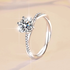 Nhẫn bạc ý 925 nữ kim cương MOISSANITE 0.5ct chứng nhận GRA  22031