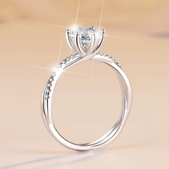 Nhẫn bạc ý 925 nữ kim cương MOISSANITE 0.5ct chứng nhận GRA  22031