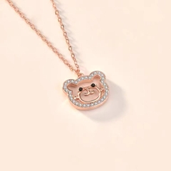 Dây chuyền bạc ý 925 mạ vàng 18k pha lê Swarovski Teddy