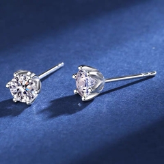 Khuyên tai bạc ý 925 kim cương Moissanite viên 5li kiểm định GRA M1952