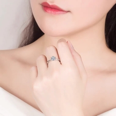 Nhẫn bạc ý 925 mạ vàng 18k -  kim cương Moissanite