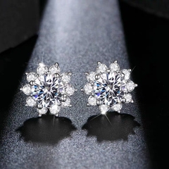 Khuyên tai kim cương Moissanite  Snowflakes  S925  2216