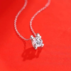 Dây chuyền Bạc ý 925 mạ vàng 18k kim cương Moissanite M1414