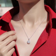 Dây chuyền Bạc ý 925 mạ vàng 18k kim cương Moissanite M1413