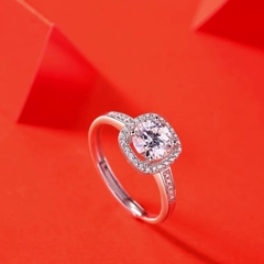 Nhẫn bạc ý 925 mạ vàng 18k -  kim cương Moissanite MN1