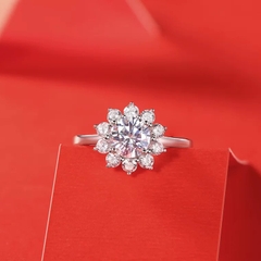 Nhẫn bạc ý 925 mạ vàng 18k -  kim cương Moissanite MN2