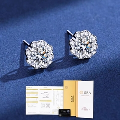 Khuyên tai Kim cương Moissanite Bạc ý 925 CECY M0609