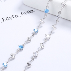 Lắc tay Bạc ý 925 pha lê Swarovski nữ tính Blue CECY 07093