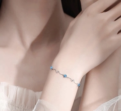 Lắc tay Bạc ý 925 pha lê Swarovski nữ tính Blue CECY 07093