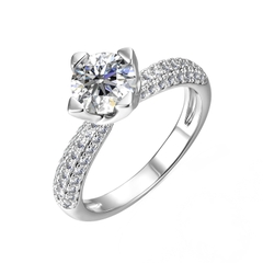 Nhẫn bạc ý 925 mạ vàng 18k -  kim cương Moissanite 2211