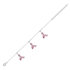 Lắc tay bạc ý 925 cá heo hồng pha lê Swarovski 1270