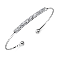 Lắc tay bạc ý 925 mạ vàng trắng pha lê Swarovski CECY   Lắc tay mở - 2811