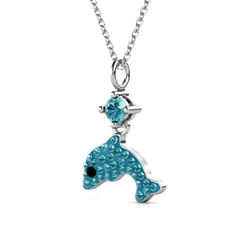 Dây chuyền bạc ý 925 pha lê Swarovski Blue Dolphin 29121