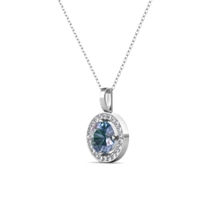 Dây chuyền bạc ý 925 mạ vàng trắng đá quý ALEXANDRITE 1184 - Mặt Tròn