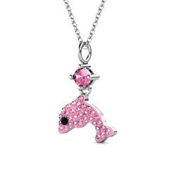 Dây chuyền bạc ý 925 pha lê Swarovski Pink Dolphin 29122