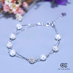 Lắc tay bạc ý 925 pha lê Swarovski dây đôi CECY