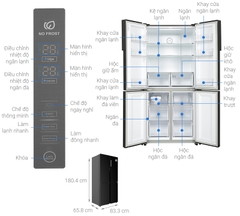 Tủ lạnh Aqua Inverter 456 lít Multi Door AQR-M525XA(FB)