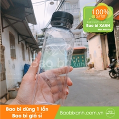 Chai nhựa 330ml vuông miệng rộng