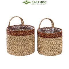 Giỏ cói trồng cây, giỏ cói đựng đồ, giỏ mây tre đan thân thiện với môi trường - M1004
