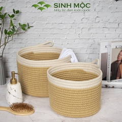 Giỏ cotton đựng đồ, giỏ đựng quần áo, giỏ đựng đa năng Sinh Mộc - M1031