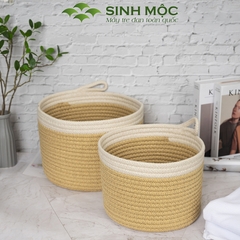 Giỏ cotton đựng đồ, giỏ đựng quần áo, giỏ đựng đa năng Sinh Mộc - M1031