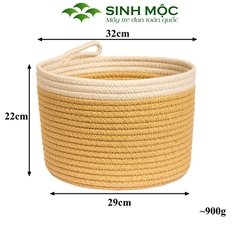 Giỏ cotton đựng đồ, giỏ đựng quần áo, giỏ đựng đa năng Sinh Mộc - M1031
