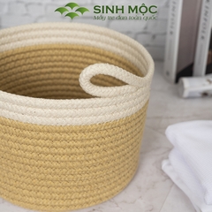 Giỏ cotton đựng đồ, giỏ đựng quần áo, giỏ đựng đa năng Sinh Mộc - M1031