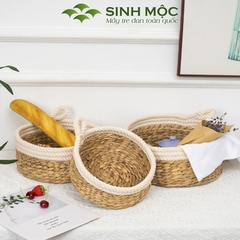 Khay decor lục bình pha cotton, dùng trang trí, đựng hoa quả, khay mỹ phẩm, khay đựng đồ cá nhân - M1002