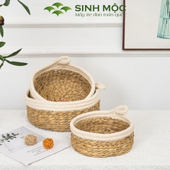 Khay decor lục bình pha cotton, dùng trang trí, đựng hoa quả, khay mỹ phẩm, khay đựng đồ cá nhân - M1002