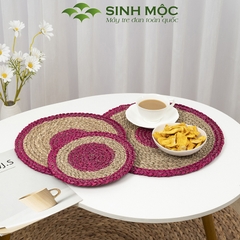 Lót ly bằng cói tự nhiên, lót cốc, lót bàn ăn, lót bát đĩa Sinh Mộc - M2001
