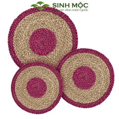 Lót ly bằng cói tự nhiên, lót cốc, lót bàn ăn, lót bát đĩa Sinh Mộc - M2001