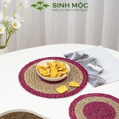 Lót ly bằng cói tự nhiên, lót cốc, lót bàn ăn, lót bát đĩa Sinh Mộc - M2001