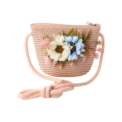 Túi cói trẻ em có hoa, túi cho bé Sinh Mộc - M3802