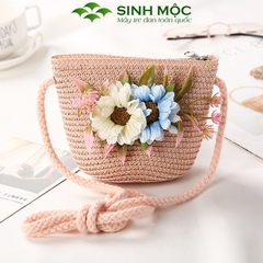 Túi cói trẻ em có hoa, túi cho bé Sinh Mộc - M3802