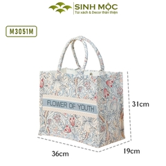 Túi canvas, túi họa tiết hoa ly, túi Sinh Mộc - M3051